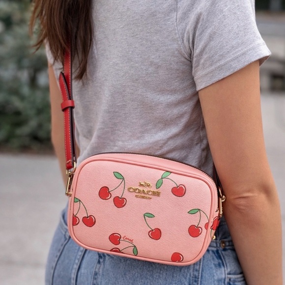 Coach Handbags - Coach Pink Cherry Print Crossbody Bag